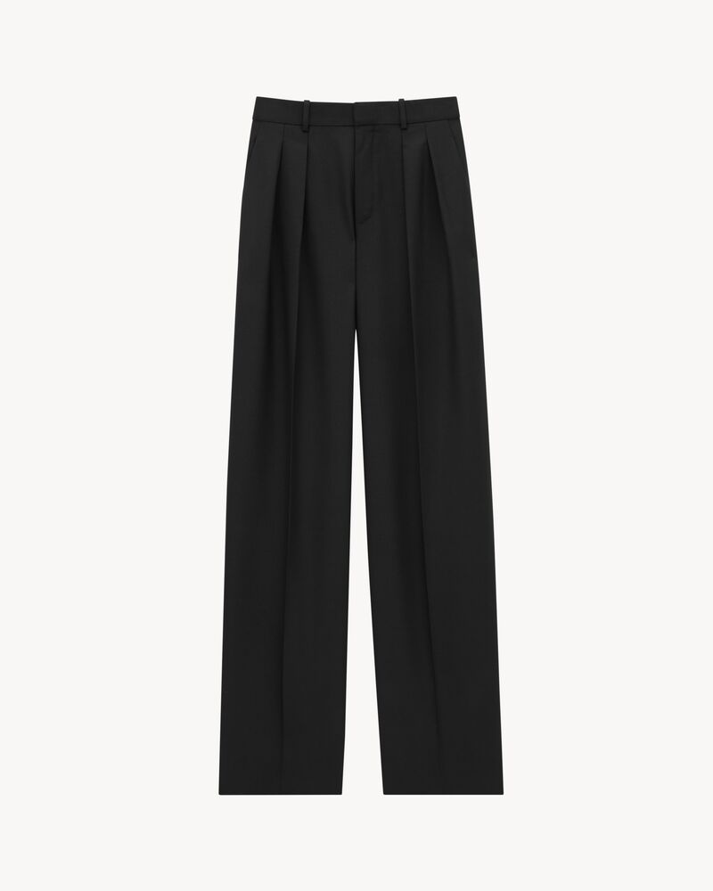 low-waisted pants in wool chiné