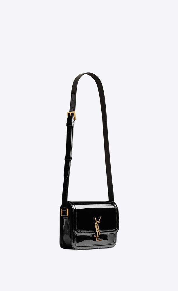 solferino small satchel in lacquered patent leather