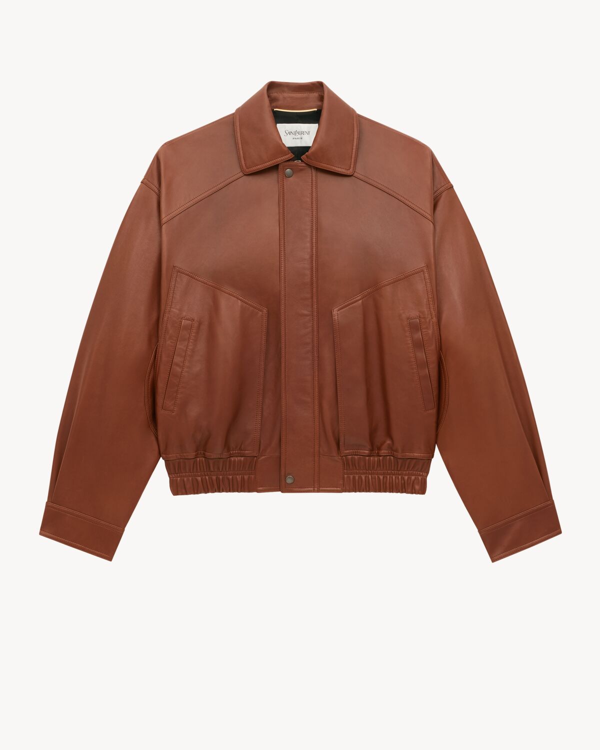 bomber jacket in shiny plunged lambskin