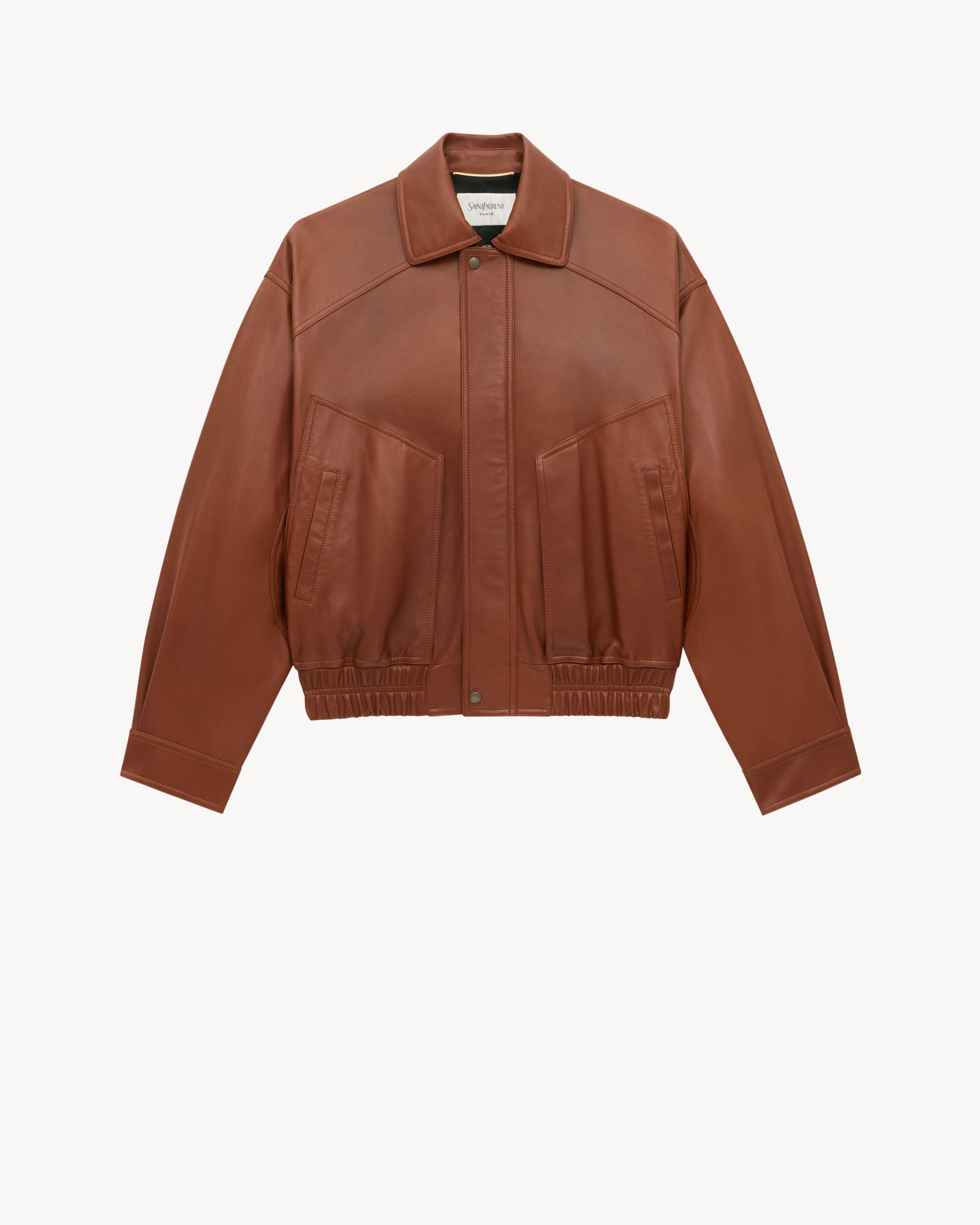 bomber jacket in shiny plunged lambskin