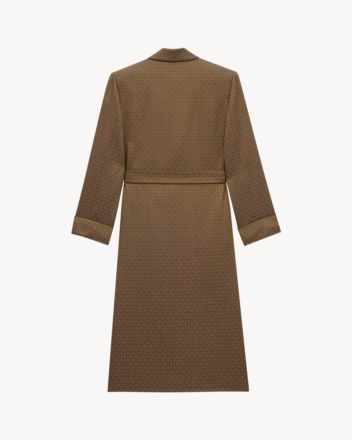 belted coat in medallion jacquard