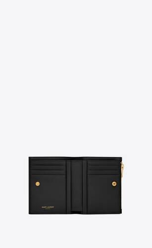 SOLD // 6139-2 Saint Laurent Monogram Zip Around Wallet In Grain De Poudre  Embossed Leather Black SHW #358094BOW021000 Condition:…