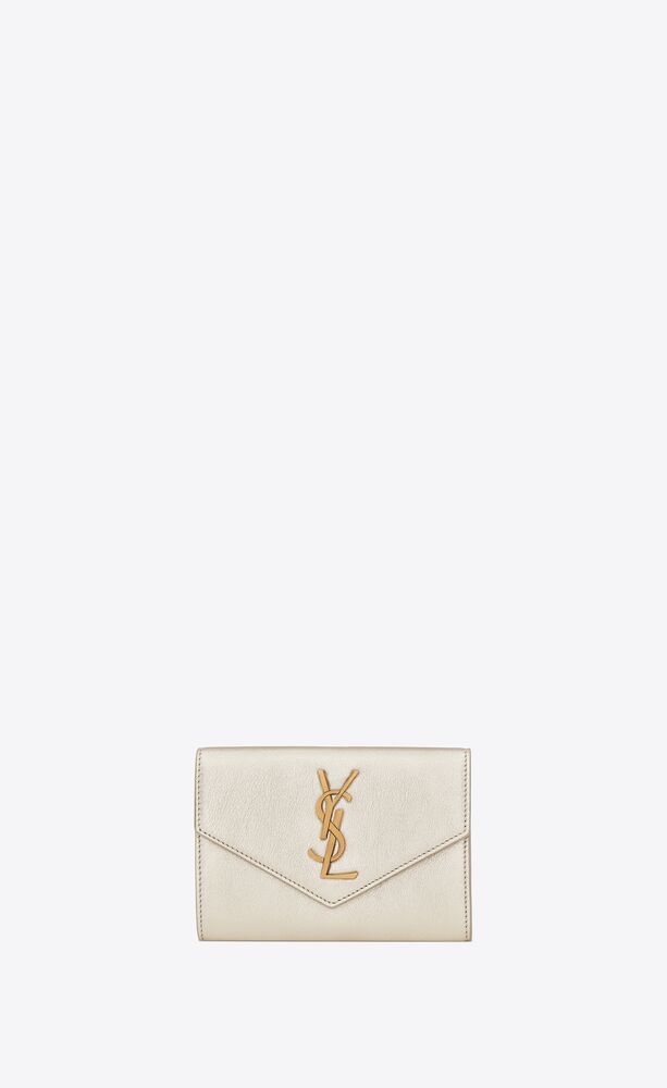monogram small envelope wallet in metallized leather