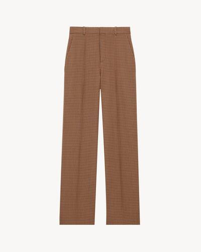 high-rise pants in wool check | Saint Laurent | YSL US