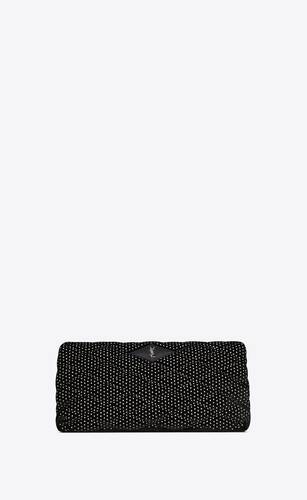 sade large clutch in quilted velvet with rhinestones