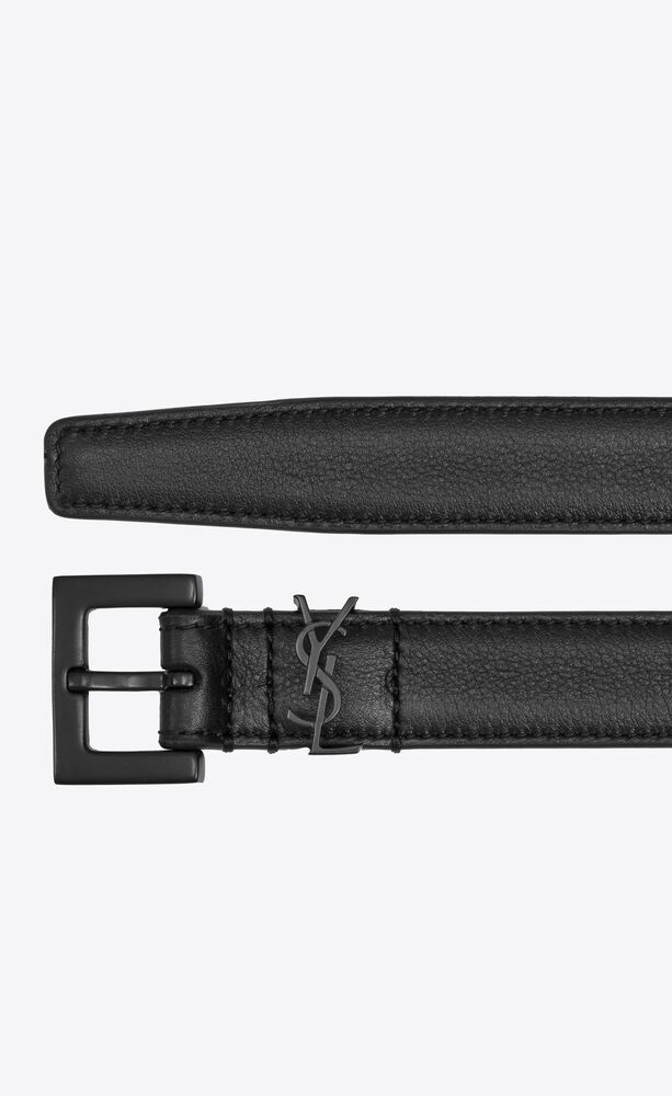 MONOGRAM Narrow belt with square buckle in smooth leather | Saint ...