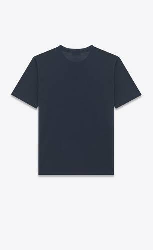 SAINT LAURENT: cotton t-shirt with reversed logo - Blue