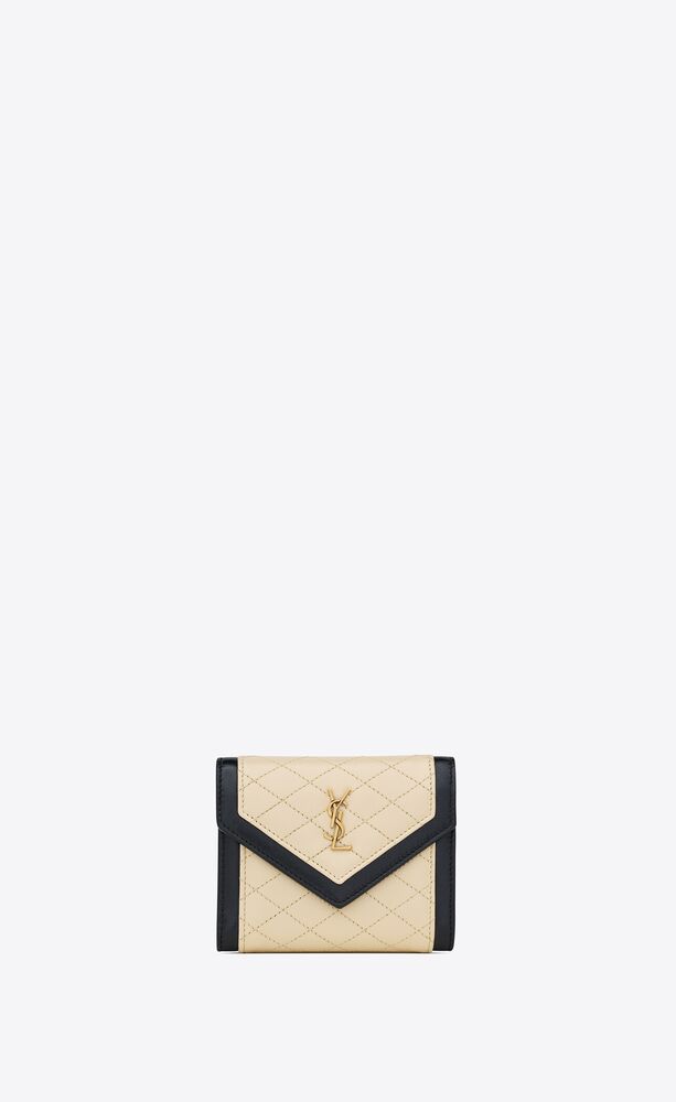 gaby compact tri-fold wallet in quilted lambskin