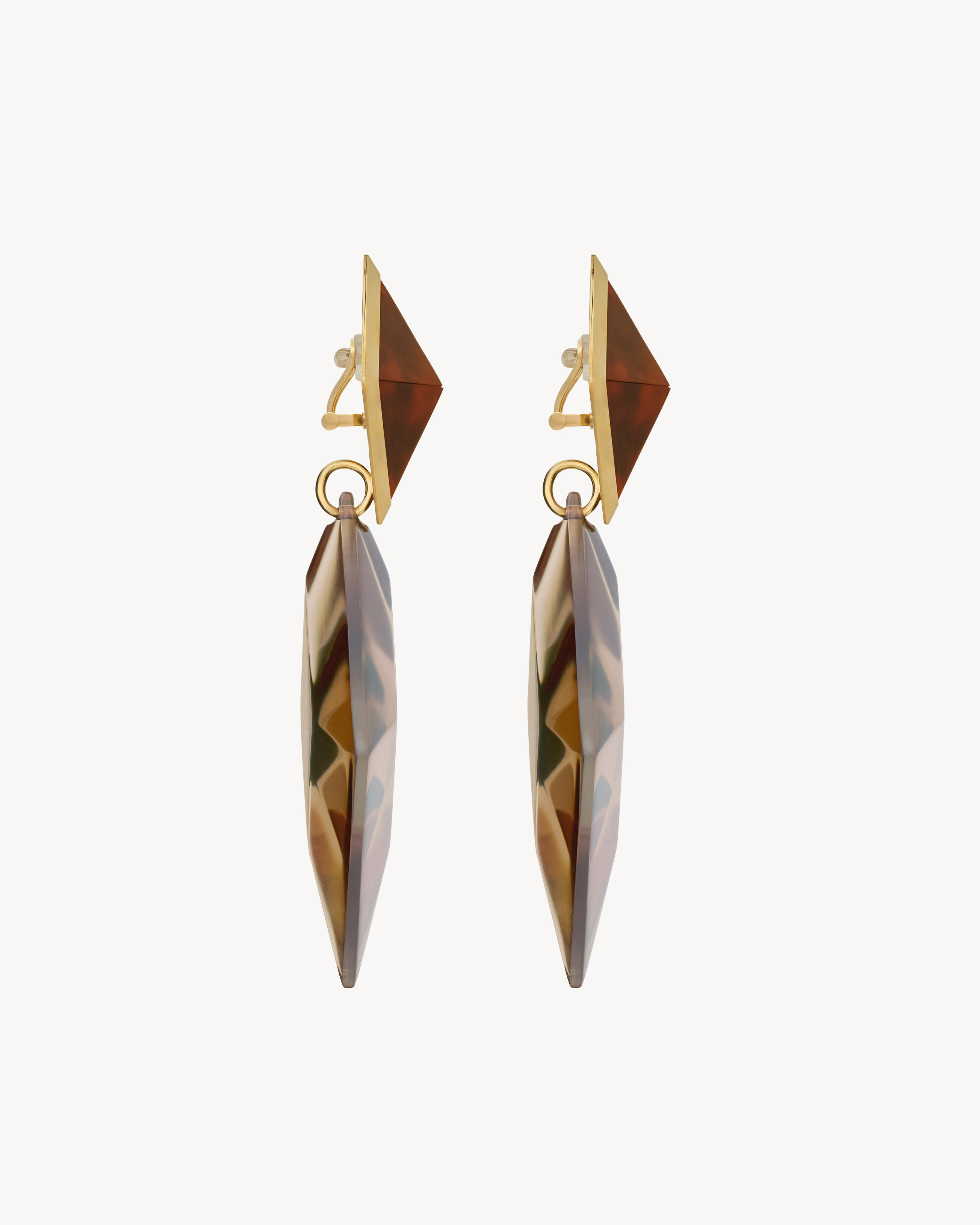 pyramid earrings in resin and metal