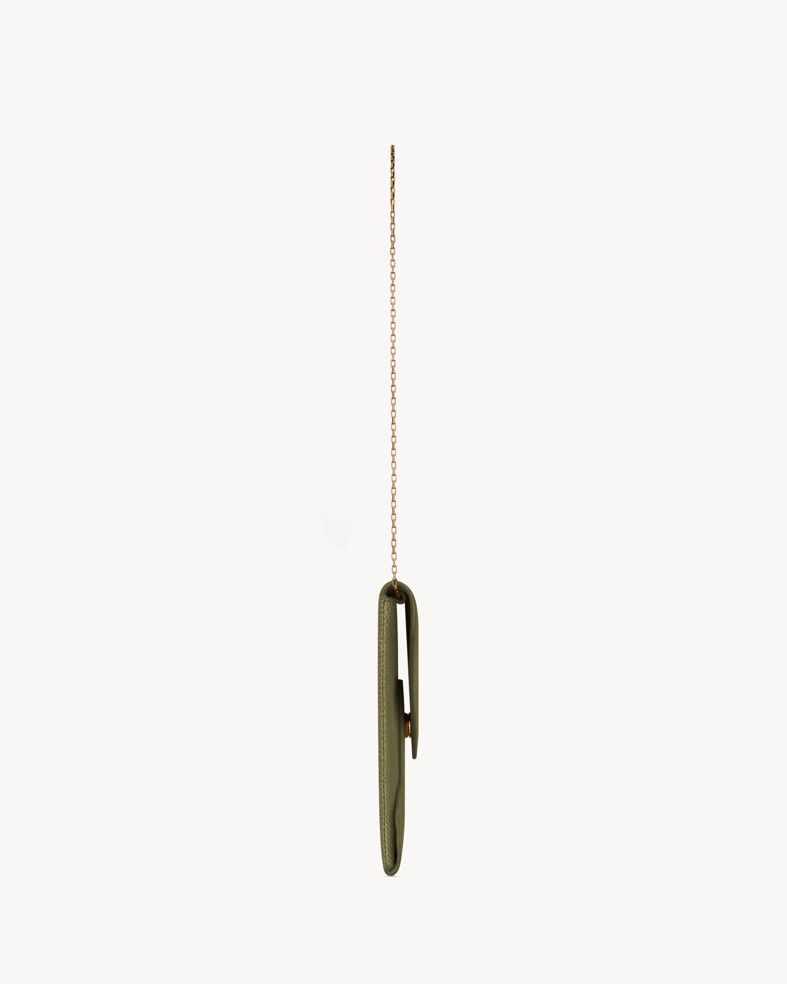 LETTER pouch on chain in shiny lizard