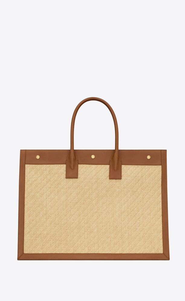 Rive gauche in embroidered raffia and vegetable-tanned leather 