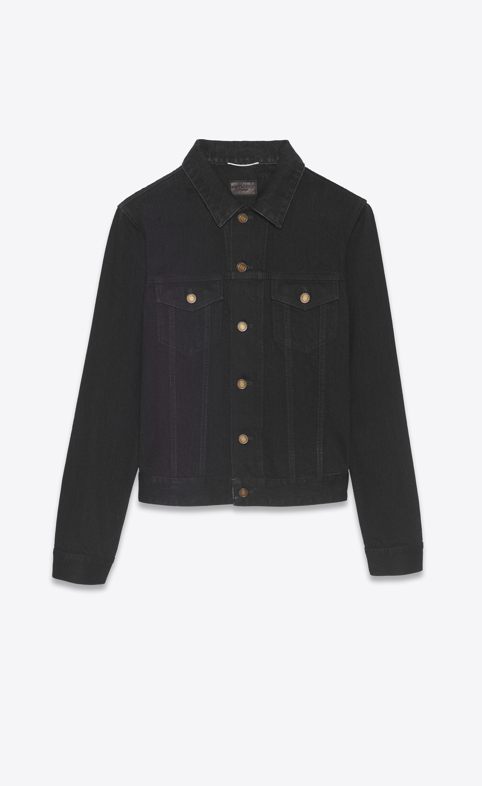 Fitted jacket in worn black denim, Saint Laurent