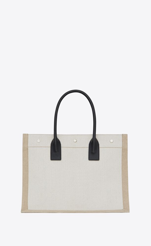 Saint Laurent Men's Rive Gauche Linen and Leather Tote Bag