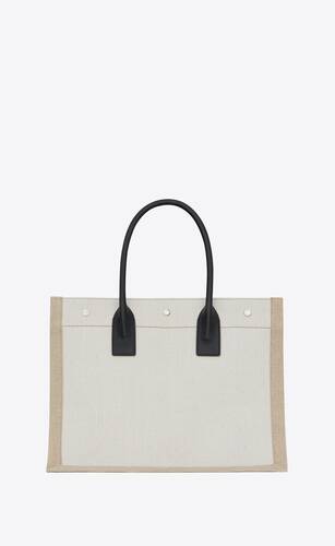 Shop Saint Laurent CABAS RIVE GAUCHE RIVE GAUCHE SMALL TOTE BAG IN SMOOTH  LEATHER (686266CWTFE1000) by Amery Shop
