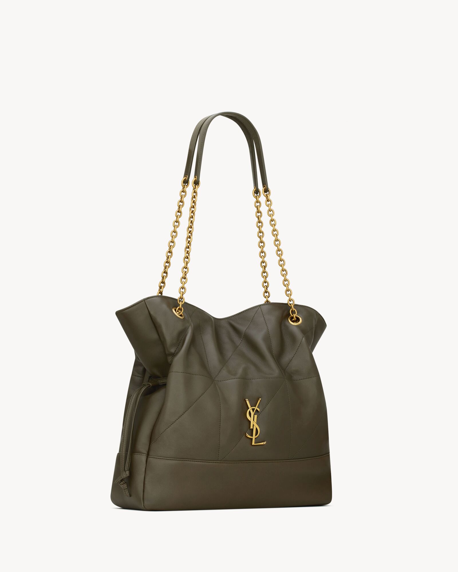 YSL 25S LARGE JAMIE 43 IN MUTED KHAKI SUEDE GOLD HARDWARE