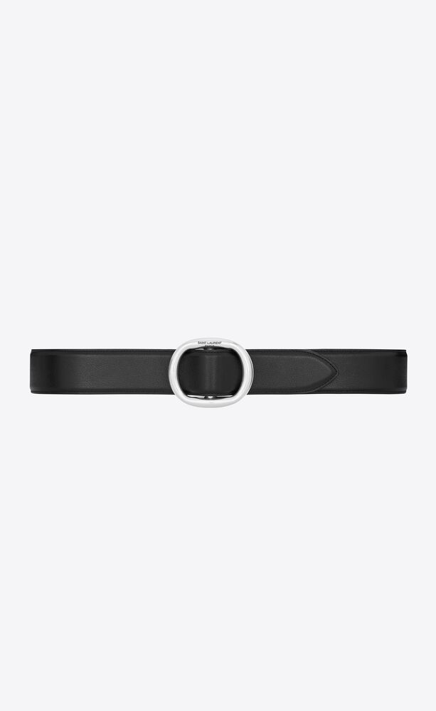 oval buckle belt in smooth leather
