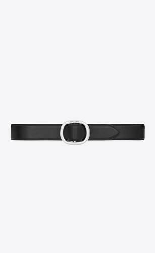 oval buckle belt in smooth leather