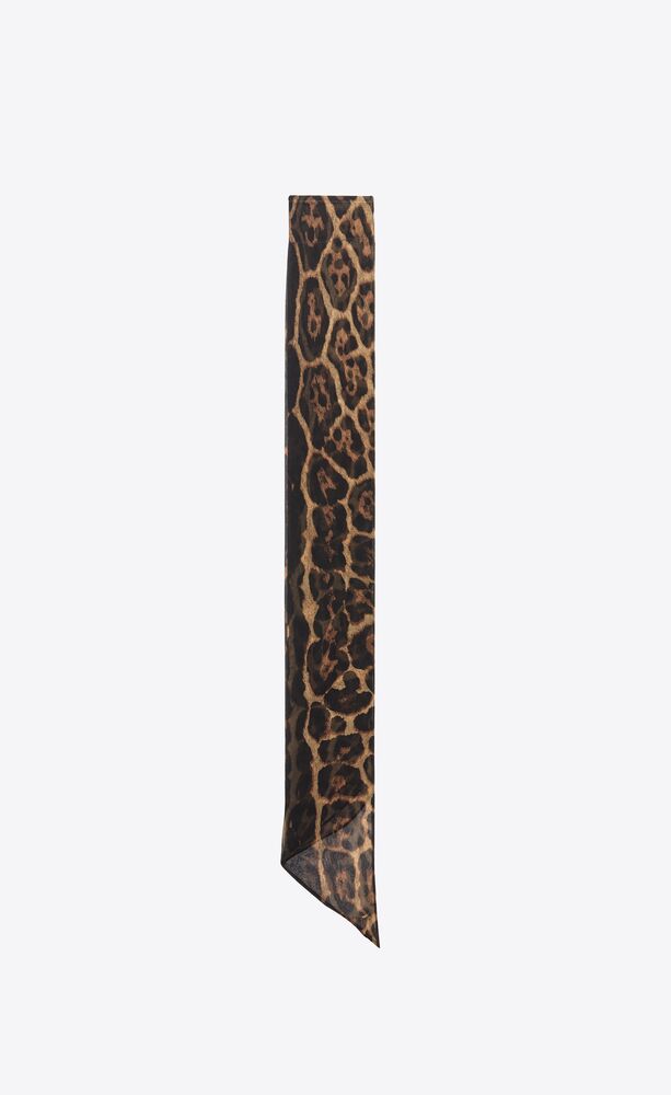 leopard-print lavallière scarf in silk muslin