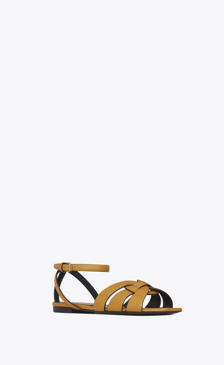 TRIBUTE FLAT SANDALS IN SMOOTH LEATHER | Saint Laurent United States ...