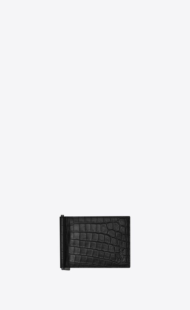 ysl wallet croc