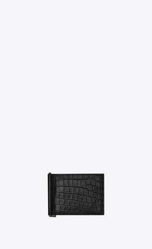 tiny cassandre bill clip wallet in crocodile-embossed leather