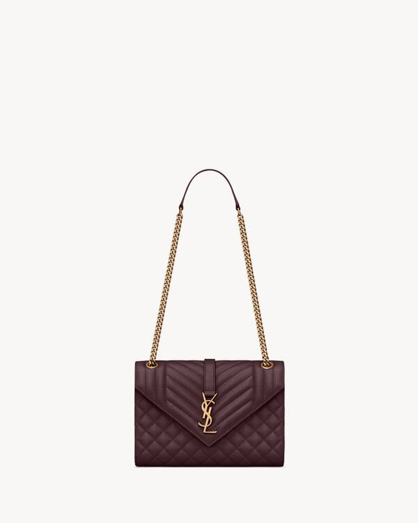 Matelasse Saint Laurent Medium Monogram Envelope Shoulder Bag Grey