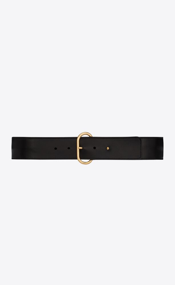 Leather belt with an oval buckle - Black