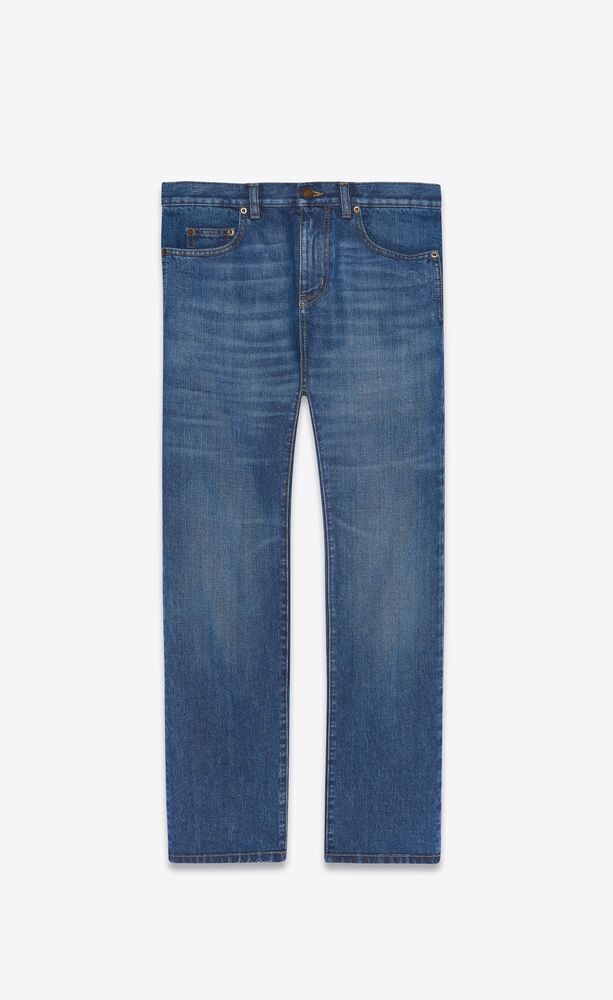 gerade geschnittene authentische jeans aus denim mit tintenblauer waschung