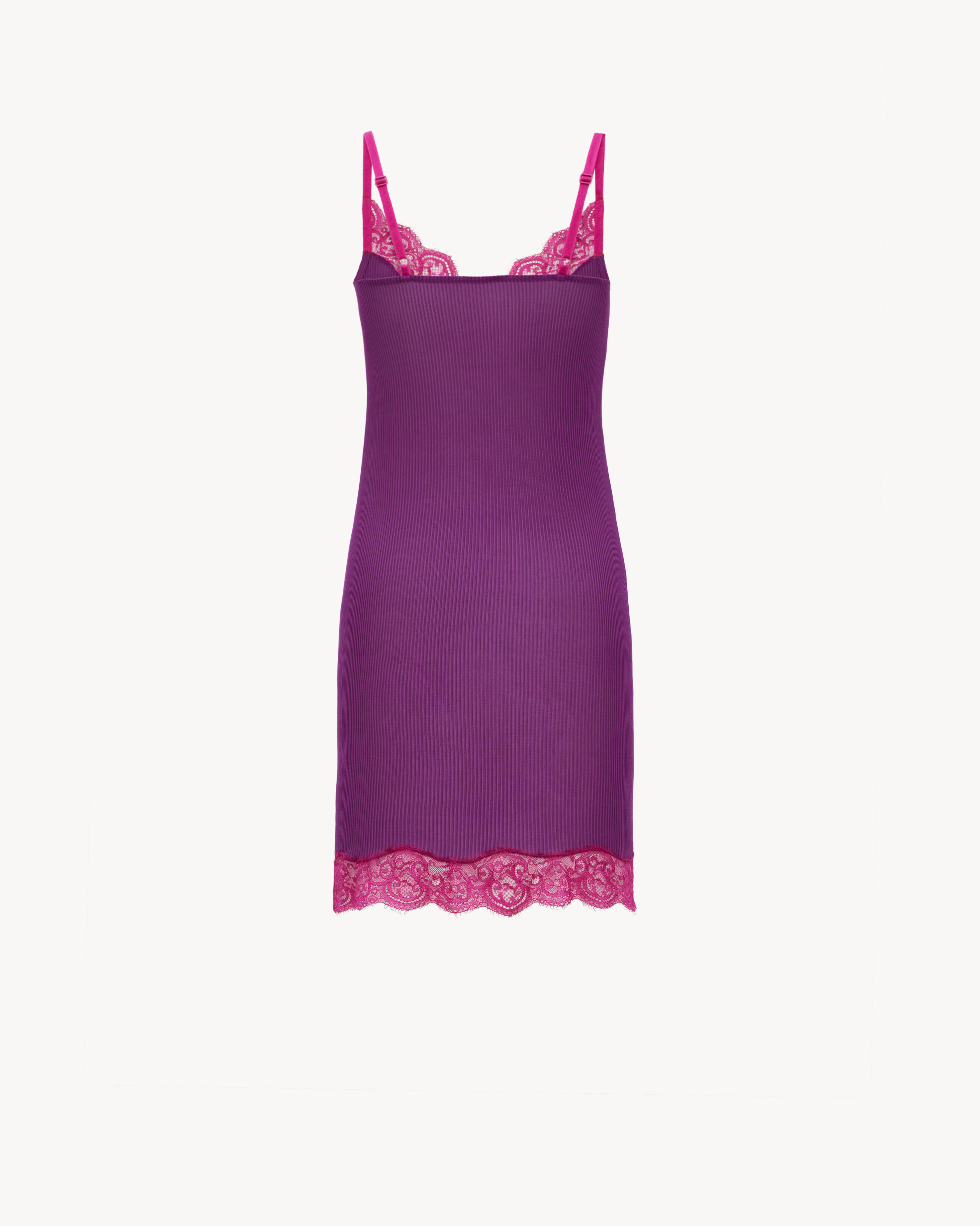 Lace Slip Dress in Ribbed Silk Jersey