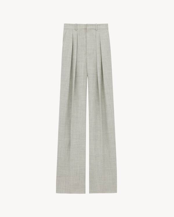パンツ・ボトムスその他 Saint Laurent Dove Grey Wool Pant wide-leg pants in wool chiné | Saint Laurent | YSL CA