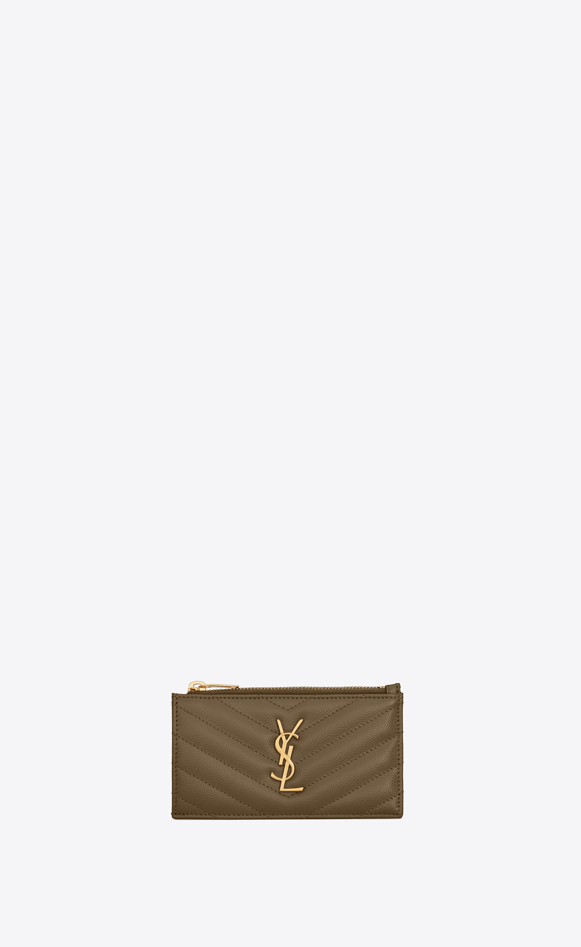 monogram zippered card case in grain de poudre embossed leather