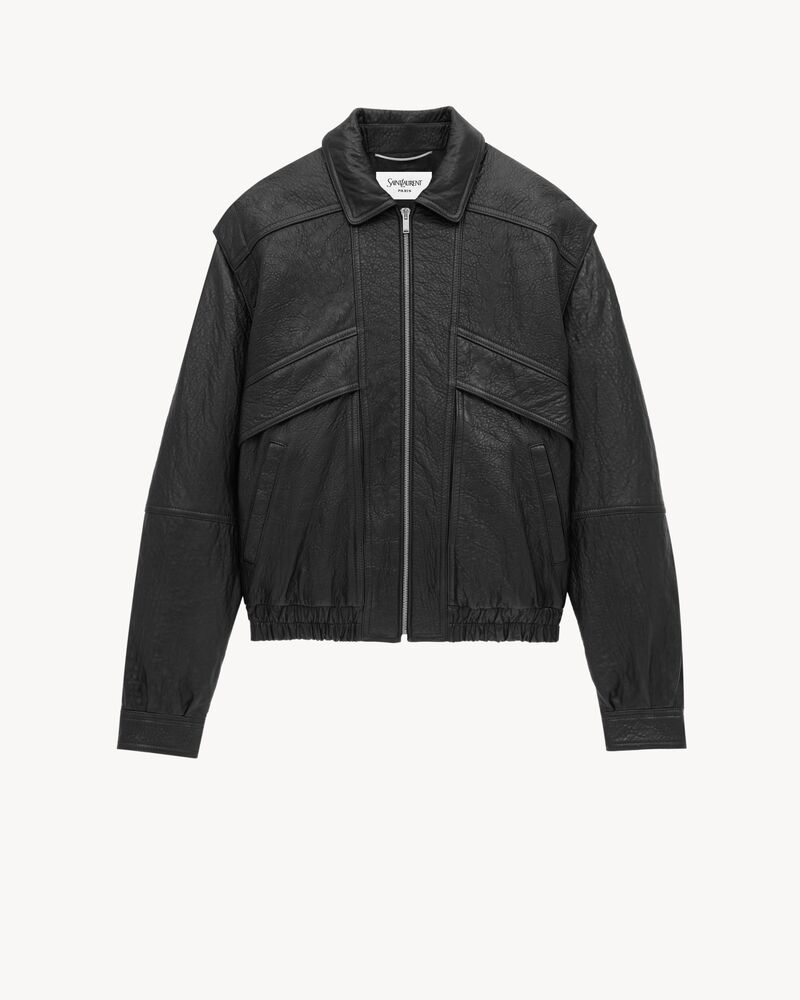 bomber jacket in grained lambskin