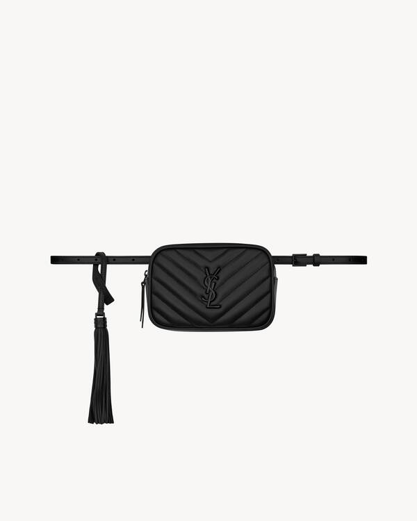 Lou Gürteltasche aus schwarzem Leder mit Steppnähten