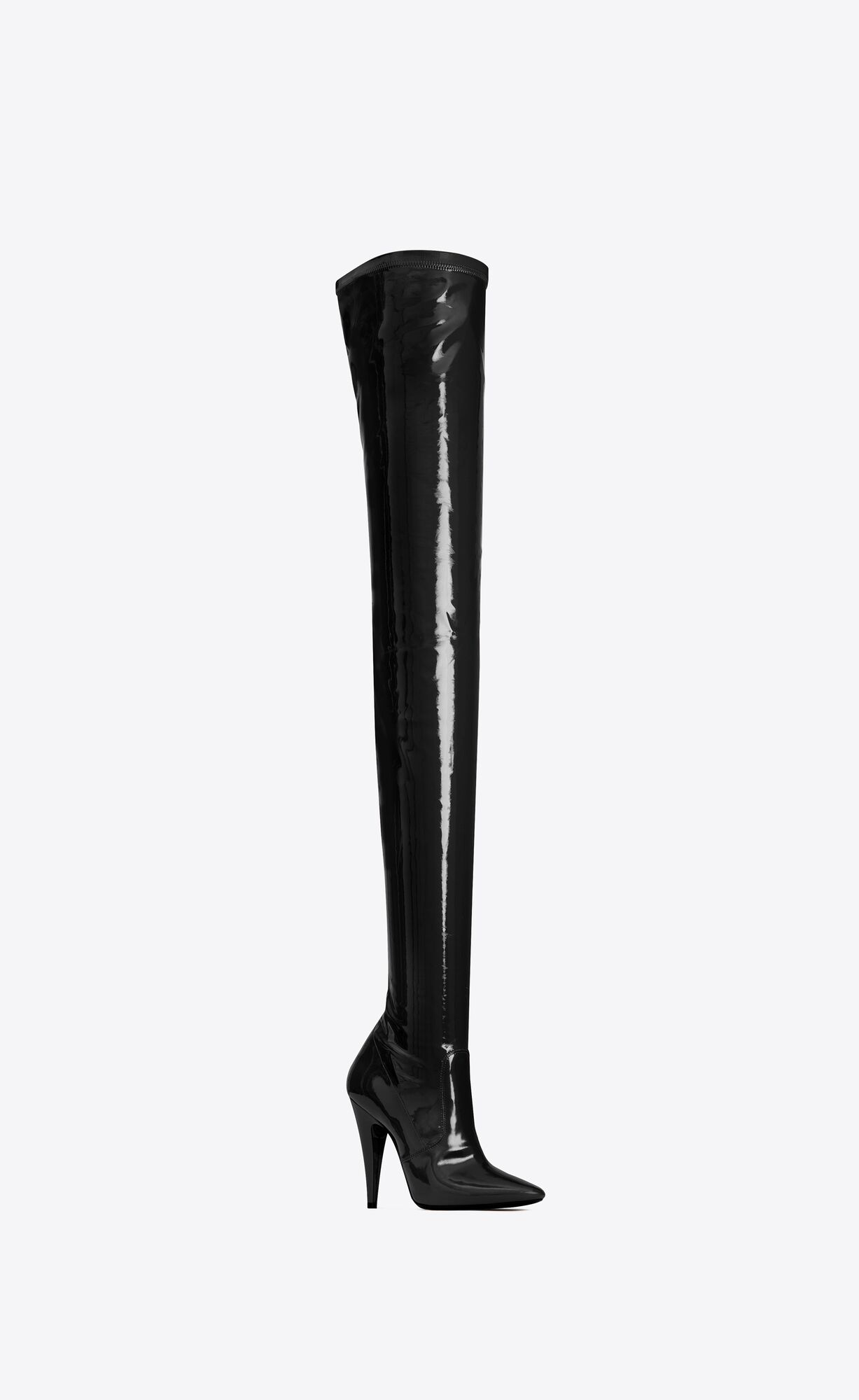 AYLAH over-the-knee boots in patent stretch canvas | Saint Laurent ...