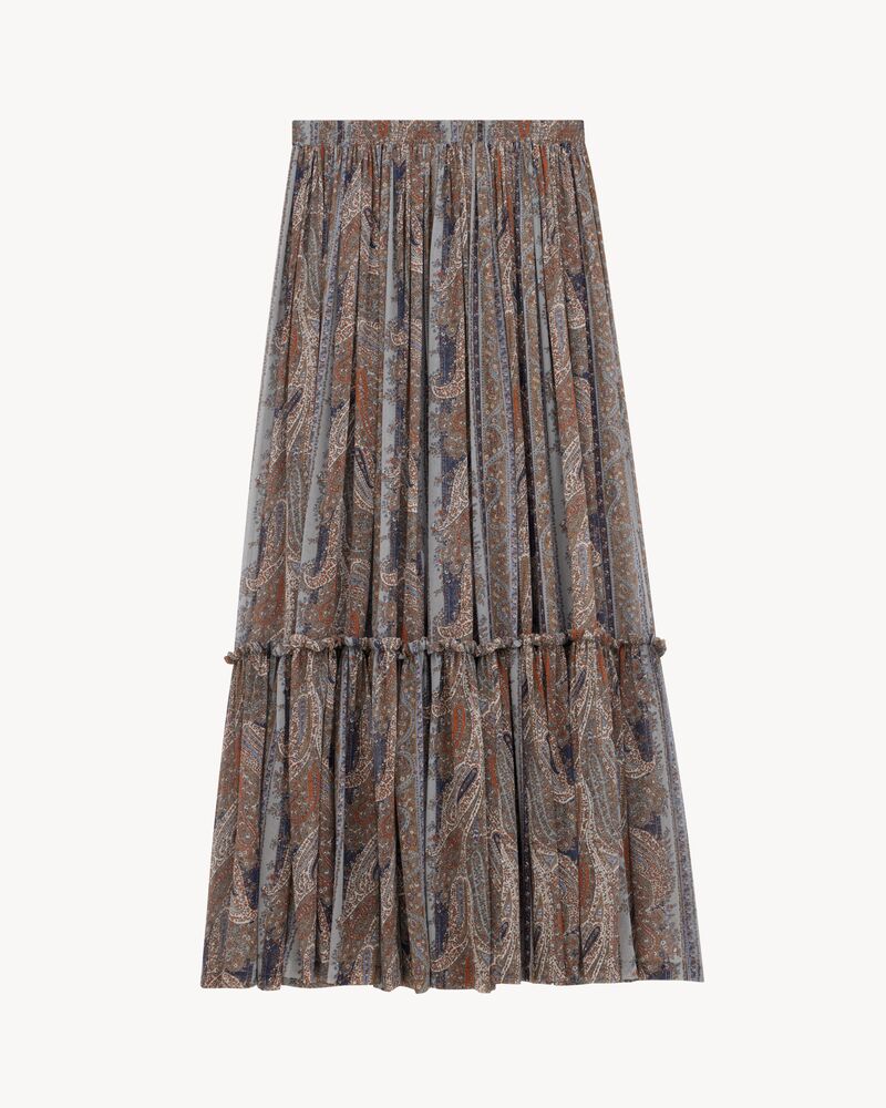 スカート Saint Laurent Ruffled skirt with Paisley print Saint Laurent Ruffled Skirt With Paisley Print Women In