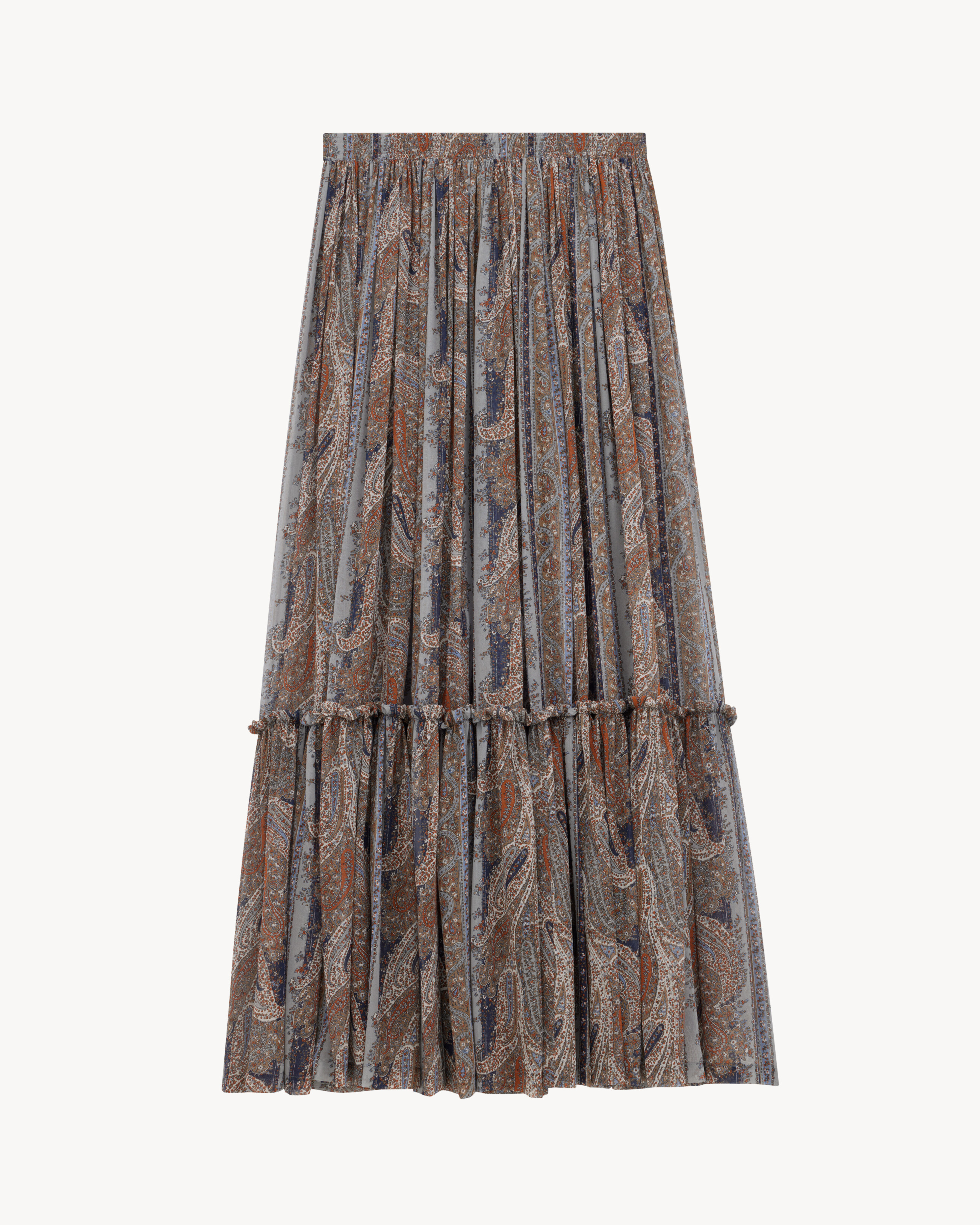 ruffled skirt in paisley silk georgette