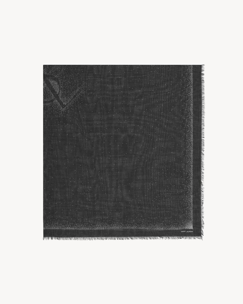 ラージ YSL ドット スクエアスカーフ（モダール／カシミヤ）