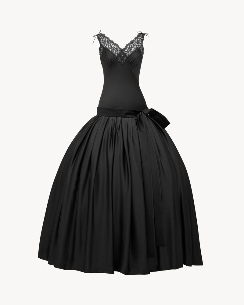 bustier bell dress in silk charmeuse