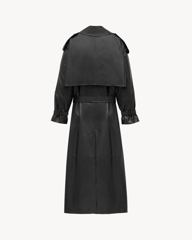 trench coat in shiny plunged lambskin