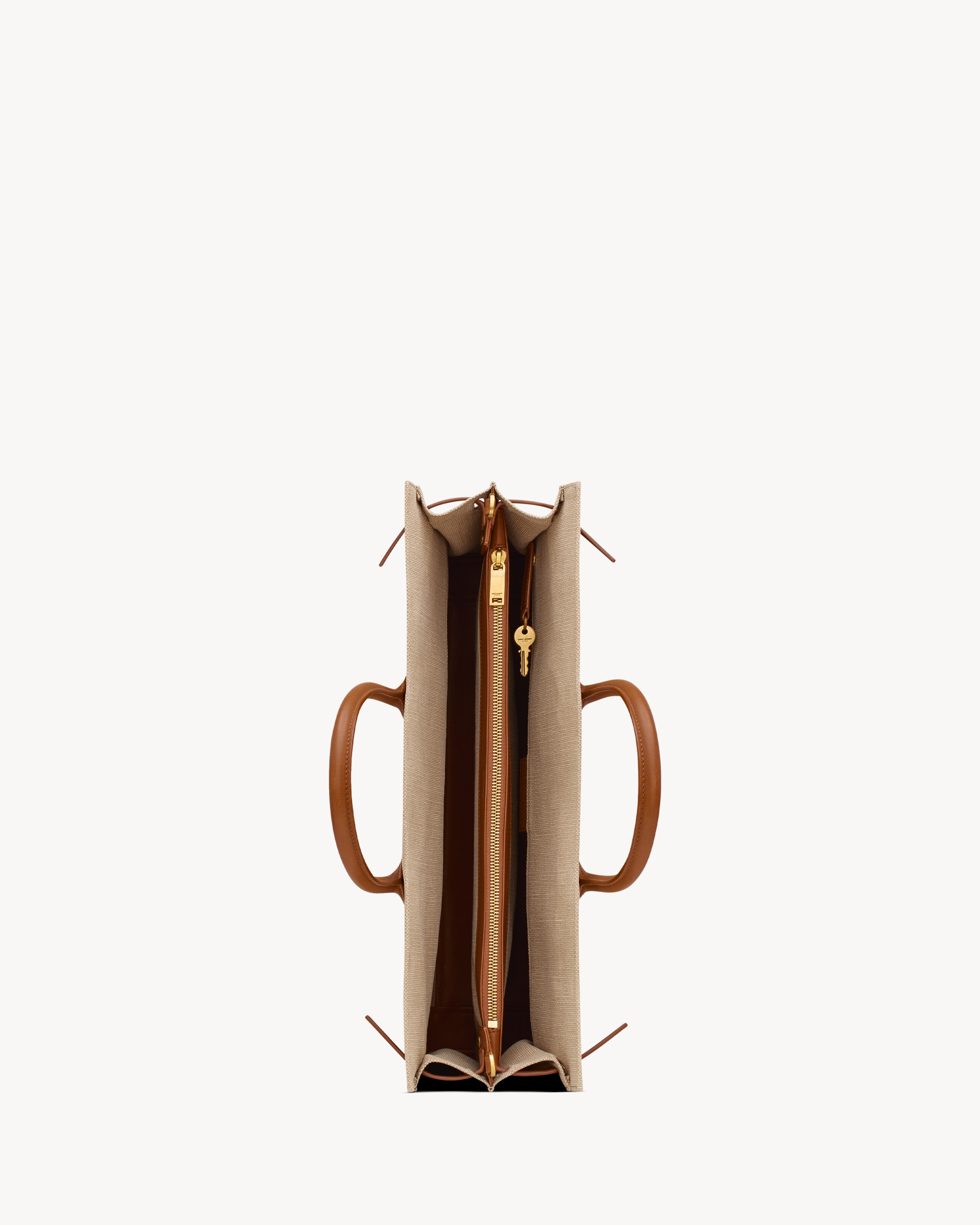 SAC DE JOUR thin large in canvas and vegetable-tanned leather