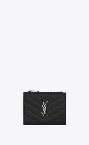 monogram zipped card case in grain de poudre embossed leather