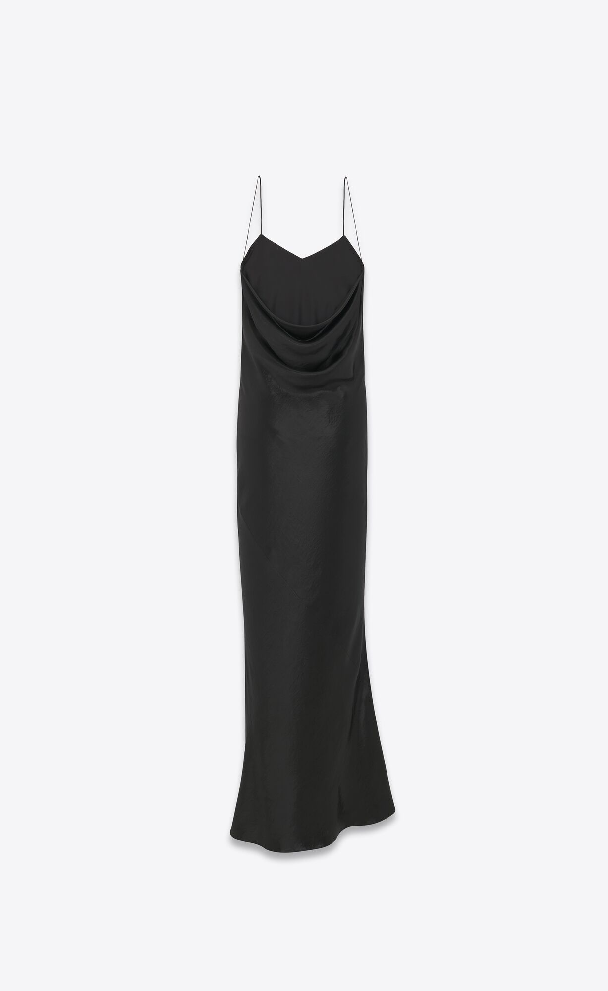 Long cowl-back dress in iridescent satin | Saint Laurent | YSL.com