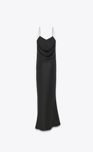 long cowl-back dress in iridescent satin
