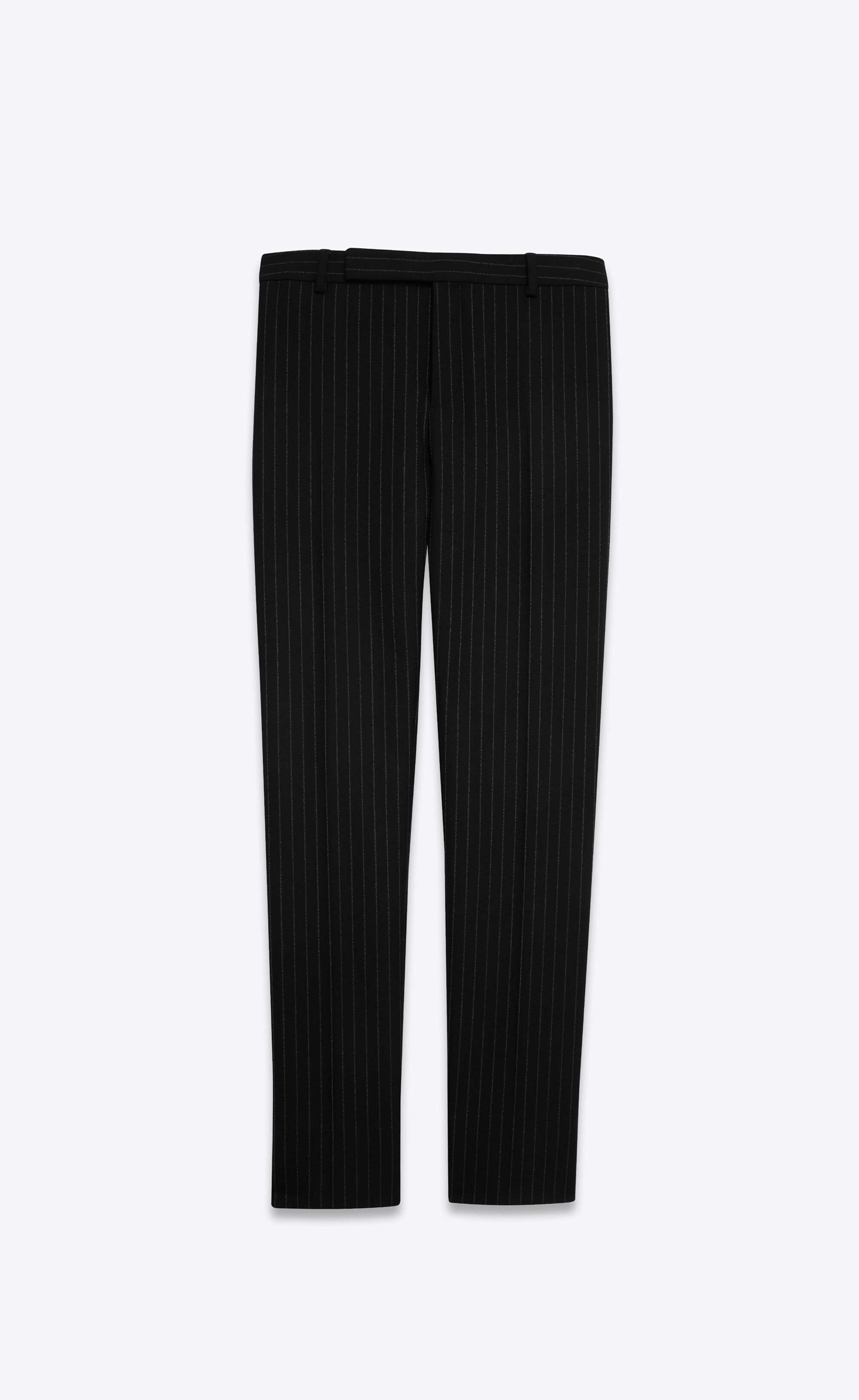 tailored pants in rive gauche striped wool flannel