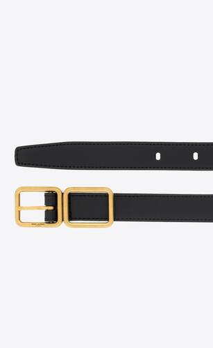 double buckle thin belt in smooth leather