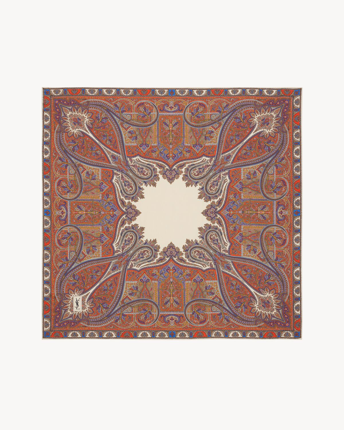 square scarf in paisley silk twill