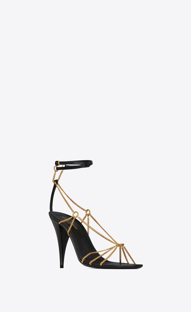 Cristal chain sandals in smooth leather | Saint Laurent | YSL.com