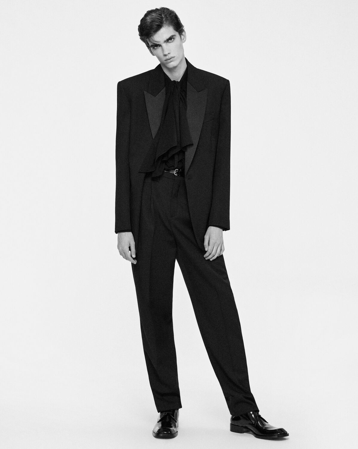 tuxedo high-waisted pants in grain de poudre