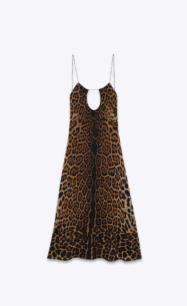 long dress in leopard-print wool