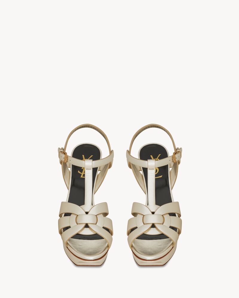 tribute sandals in metallic leather
